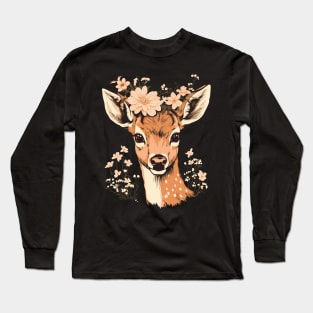 Deer and flowers Long Sleeve T-Shirt